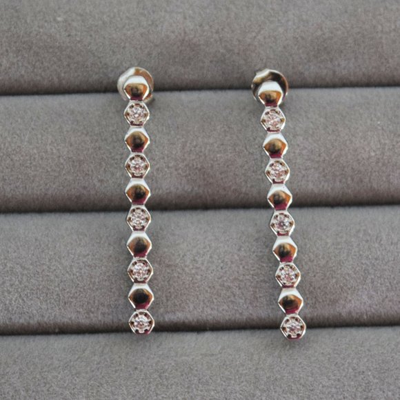 Geometric Stud Earrings With Crystals - Picture 8 of 9